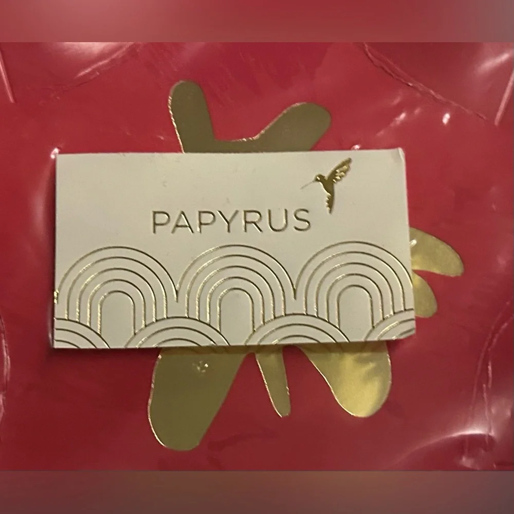 New 16 Papyrus Paper Appetizer Plates Red Gold Black Abstract Design Enchante